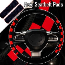 Universal Plush Racing Winter Car Steering Wheel Cover Seat Belt Pads Wool Fur