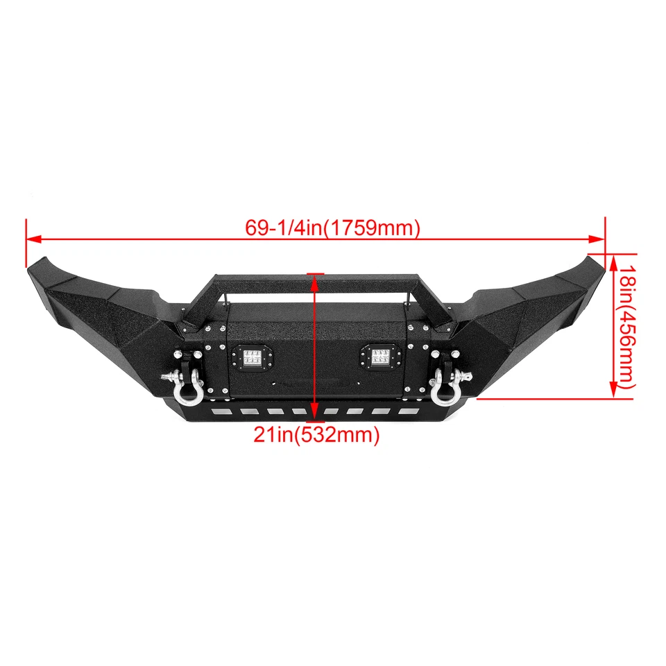 For Toyota Tacoma 2005-2015 New Steel Front Bumper with Winch Plate & LED Lights - Image 2 of 4