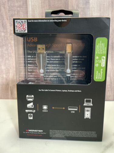 Monster USB to USB/B 7ft. Advanced High Speed Cable BRAND NEW - Picture 2 of 3