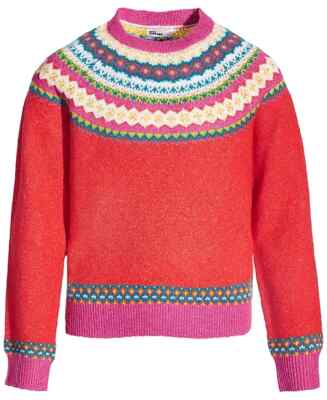Epic Threads Little Girls Fair Isle Crewneck Sweater, Red Multi, 6X