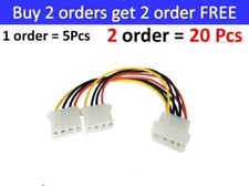 5x 4pin PSW Power Splitter Cable LP4 Molex 1 to 2 Male to Female Cable Y Shape
