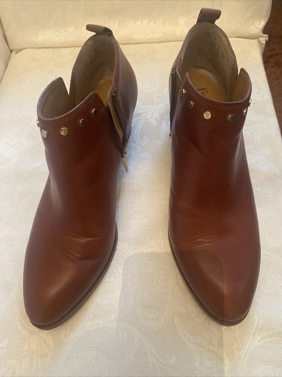 Franco Sarto Geneva Leather Ankle Boots, Booties 9M BROWN