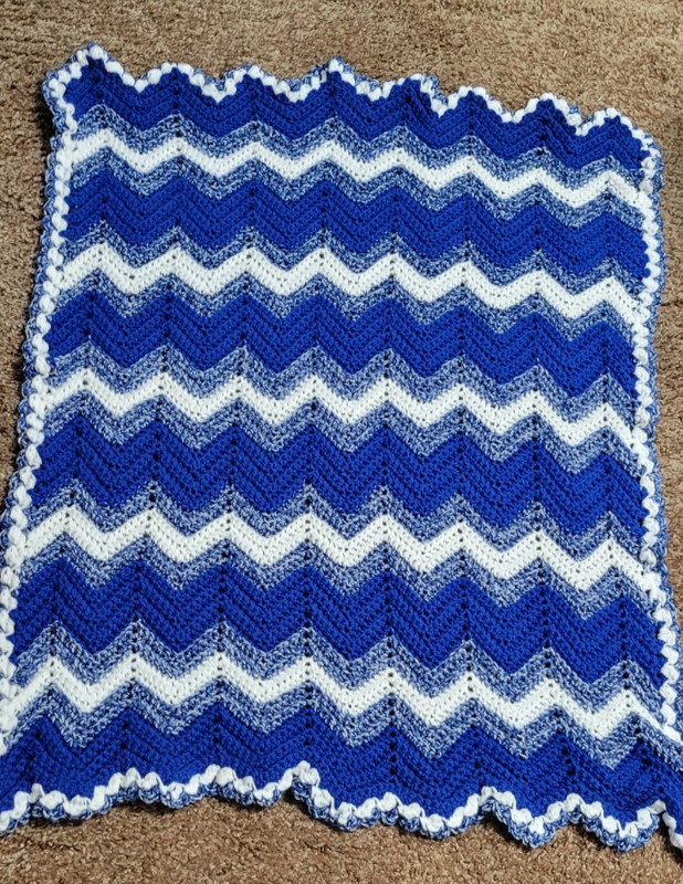Just made Hand crocheted  colorful Chevron stitch  LAP BLANKET /AFGHAN 30 X 39
