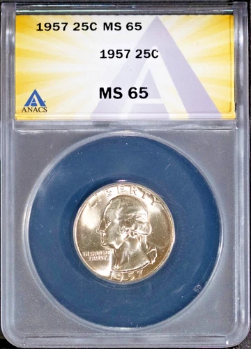1957 25c Washington Quarter ANACS MS 65 # 7696010 + Bonus