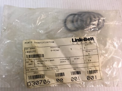 LBQ0292 Hitachi Sumitomo Link-Belt  O-Ring  QTY of 5 Orings
