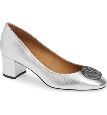 tory burch silver heels