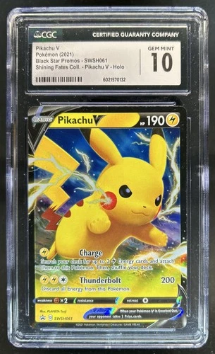 2021 Pokemon SWSH Black Star Promos Pikachu V #SWSH061 CGC 10
