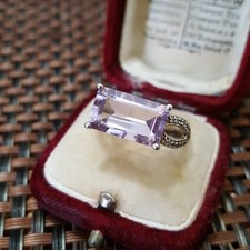 925 Sterling Silver Jewellery Ring Rose De France Amethyst UK Size O.5 / EU 56