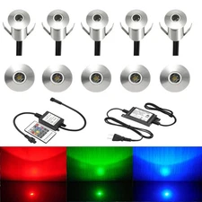 LED Deck Light Kit 10pcs RGB Low Voltage Waterproof for Patio Garden Stairs
