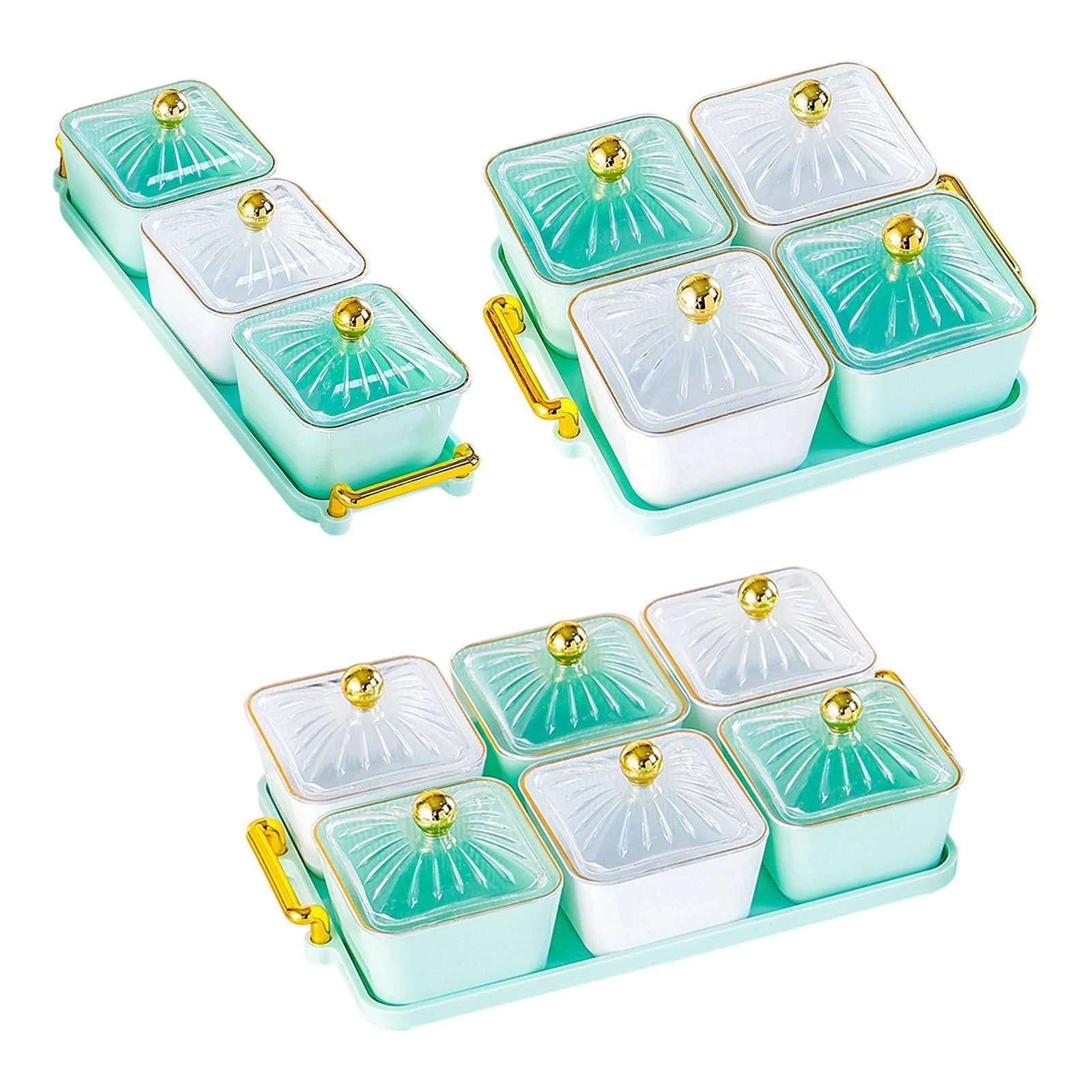 Divided Serving Dishes Snack Serving Tray with Lid and Handle Multifunctional