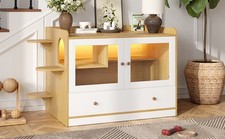 Hidden Cat Litter Box Enclosure Furniture with Drawer Stairs Wooden Cat Cabinet