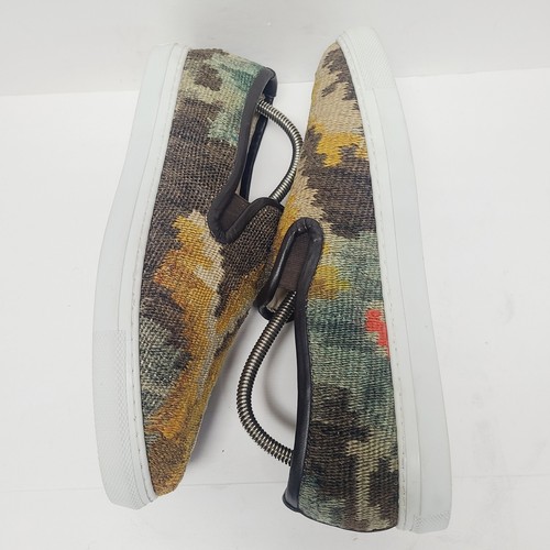 Res Ispa Men's Size 11 Kilim Woven Sneaker Loafer Shoe Brown Gold Green Slip On - Picture 9 of 13