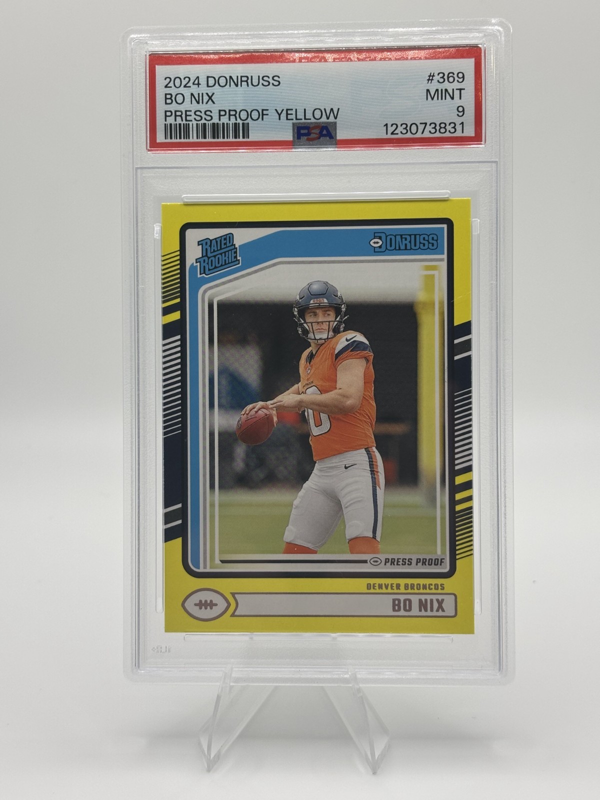 2024 Panini Donruss - Rated Rookie Bo Nix #369 Press Proof Yellow (RC)