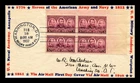 Dr Jim Stamps 3c Army Heroes Block First Day Cover via Air Mail damaged flap
