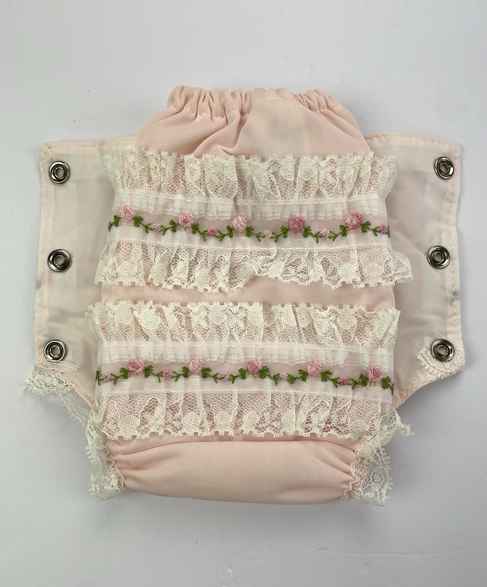 Vintage Alexis Handi Panti Pink Lace Rosebud Baby Diaper Cover Bloomer Boxed S View 2