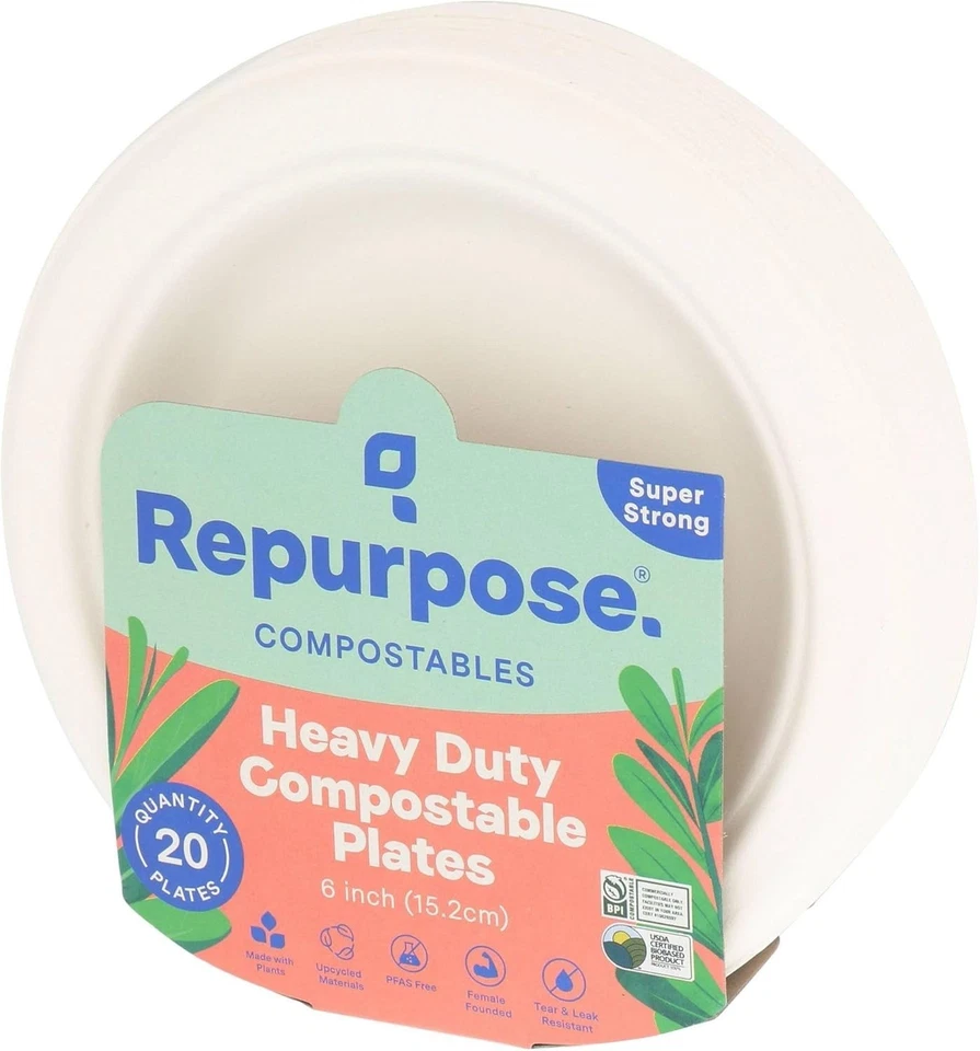 Paquete de 2 platos de postre ecológico reutilizables de 6", 20 quilates, fuertes, compostables, ecológicos ENVÍO GRATUITO Foto 4 de 4