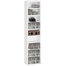 HOMCOM 260 CD Storage Unit 120 DVD Storage Tower with 9 Compartments White