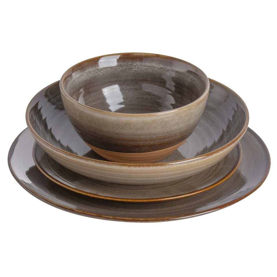 16 Piece Dreamweaver Double Bowl Terracotta Reactive Dinnerware Set - Earthy ... - Image 3 of 4