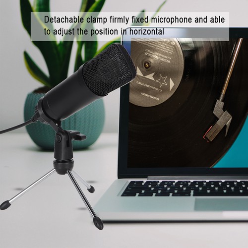 Portable Condenser USB Microphone For PC Laptop With Tripod Stand NEW - Afbeelding 2 van 12