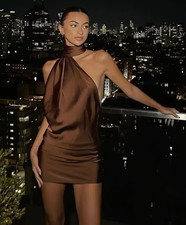 Rat and Boa Serafia Mini Dress, Cocoa/Brown, Size M RRP $375