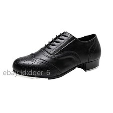 Men Cowhide Genuine Leather Tap Dancing Shoes Soft Shoes Hot Outsole Dance