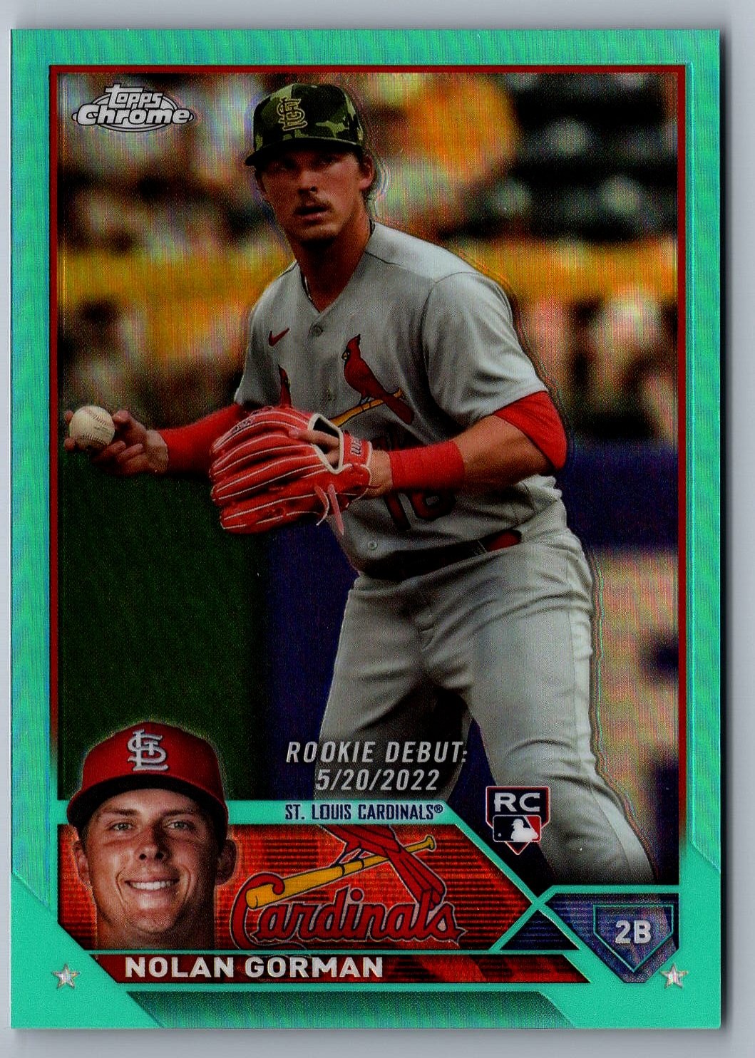 Nolan Gorman 2023 Topps Chrome Update Aqua #/199 #USC145 Rookie RC - Cardinals