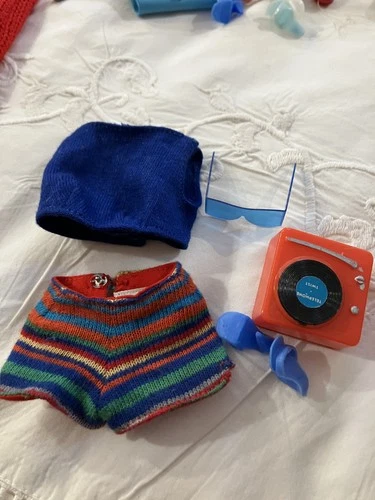 Vintage  Barbie Blue Knit Top and Stripped  Shorts & Accessories 1962