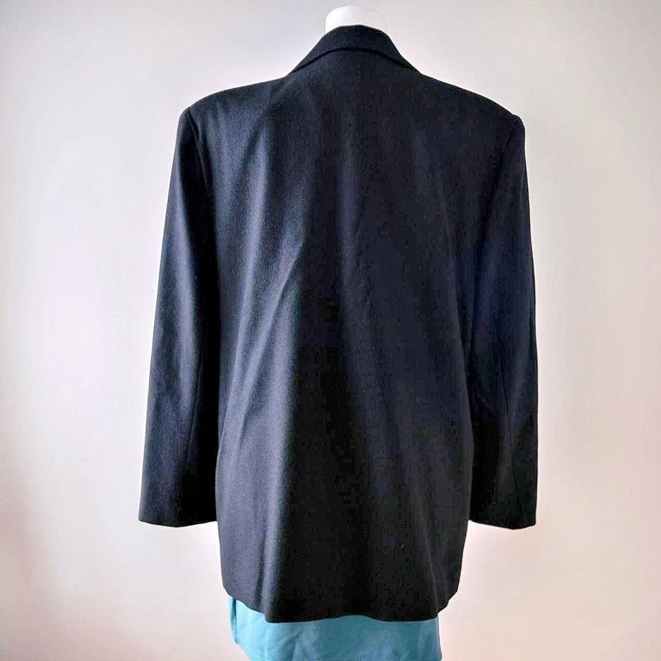 Vintage Savannah Black Pure Wool Gold Single Button Classic Blazer Jacket Office - Image 4 of 4