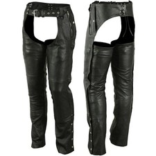 Genuine Leather Motorcycle Black Mens Leather Riding Biker Chaps Men's New Chaps