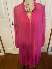 Vince Camuto Women's Pink 3 tier dress w Ruffle Accents XXL Flowing EUC Cute!