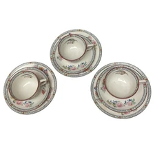Place Setting for 3 Homer & Laughlin Luncheon Plate & Tea Cup Saucer
