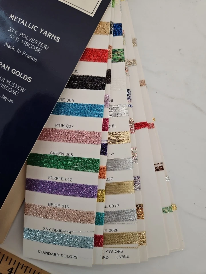 BALGER Kreinik Color Card Fan Book Guide Metallic Yarns Japan Gold Thread Sample - Image 3 of 4