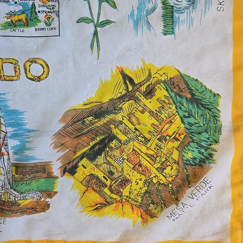 Colorado Souvenir Vtg Scarf 100% Nylon Made in Japan 27" x 27" 1950s Hair Scarf - Image 2 of 4