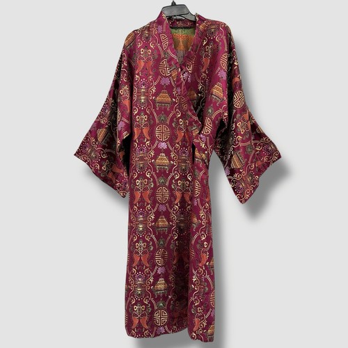 Satin Wickel Herren Damen Kimono Stil asiatischer Morgenmantel Einheitsgröße