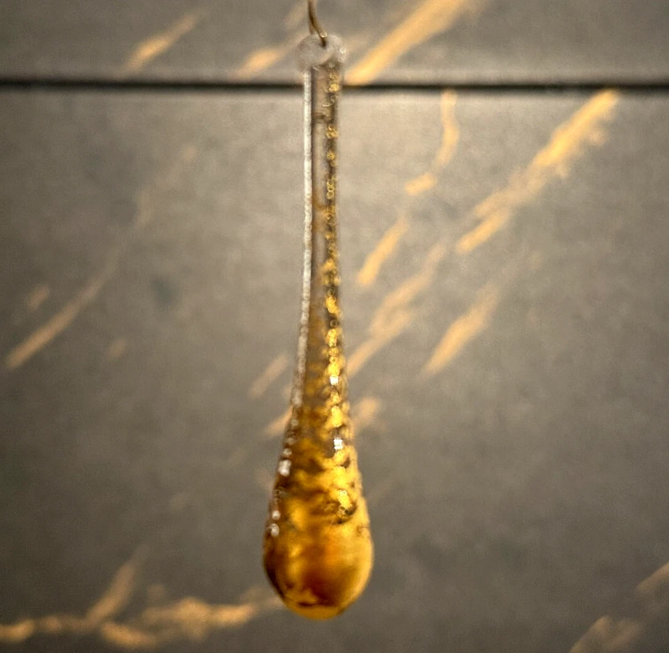 COLGANTE GOTA CRISTAL MURANO, DECORADO EN ORO 24K, H 75mm, PARA CANDELABROS Foto 2 de 4