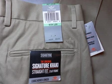 NEW DOCKERS 34 x 29 khaki pants beige NO IRON STRAIGHT FIT FLAT FRONT COTTON