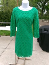 TALBOTS GREEN EYELET DRESS 10