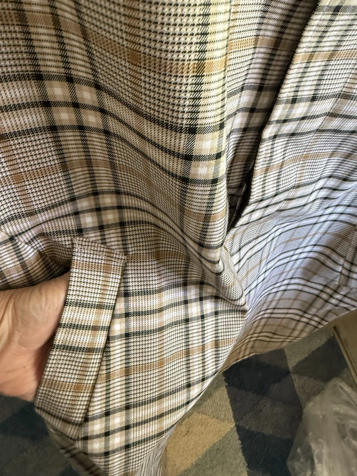 JF J. Ferrar Water Repellent Trench Coat Womens Sz XXL Plaid Brown Lined Jacket - Image 4 of 4