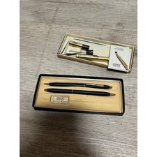Cross Classic Black Pen and Pencil Set Matte Gold Trim Vintage with Box Refills