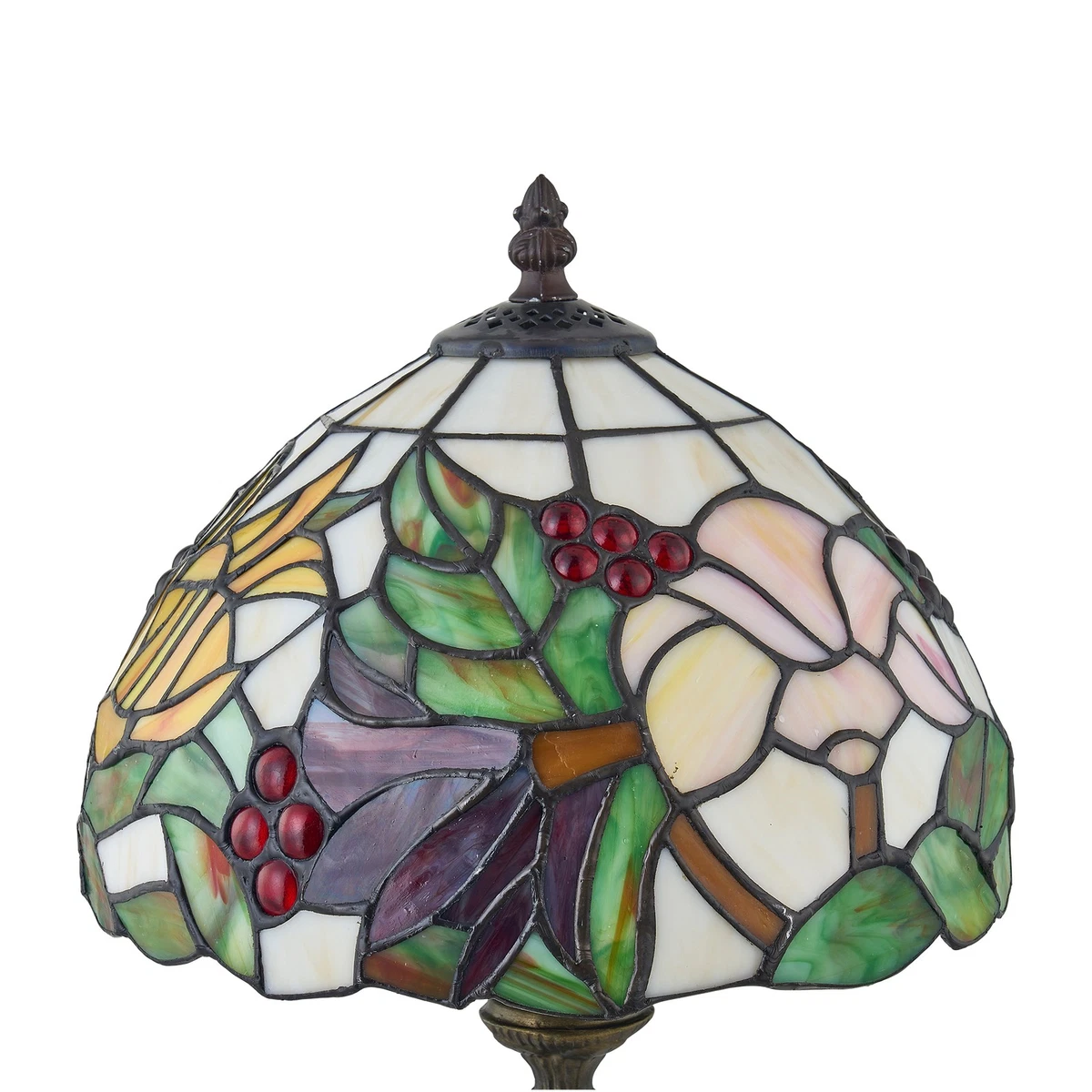 Lámpara de mesa Tiffany tradicional de vidrio de colores diseño floral 47 cm luz de noche