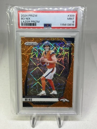 Bo Nix 2024 Prizm Football Orange Lazer Prizm PSA 9 Mint Rookie RC #309 Color