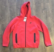 NWT Men  s SZ L Nike Tech Hvy Fleece Hoodie Jacket Light Red FB7921-672 Orig 145