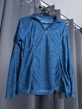 ARIAT TEK 1/4 Zip Long Sleeve Lightweight Blue Pullover L Womens Jacket