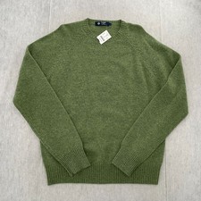 J Crew Sweater Adult Large Green Lambswool Crew Neck Pullover Mens L NEW