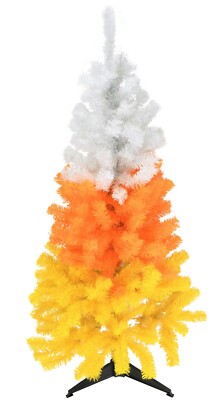 Tree Buddees 4 Foot White Orange and Yellow Candy Corn Halloween Tree Christmas