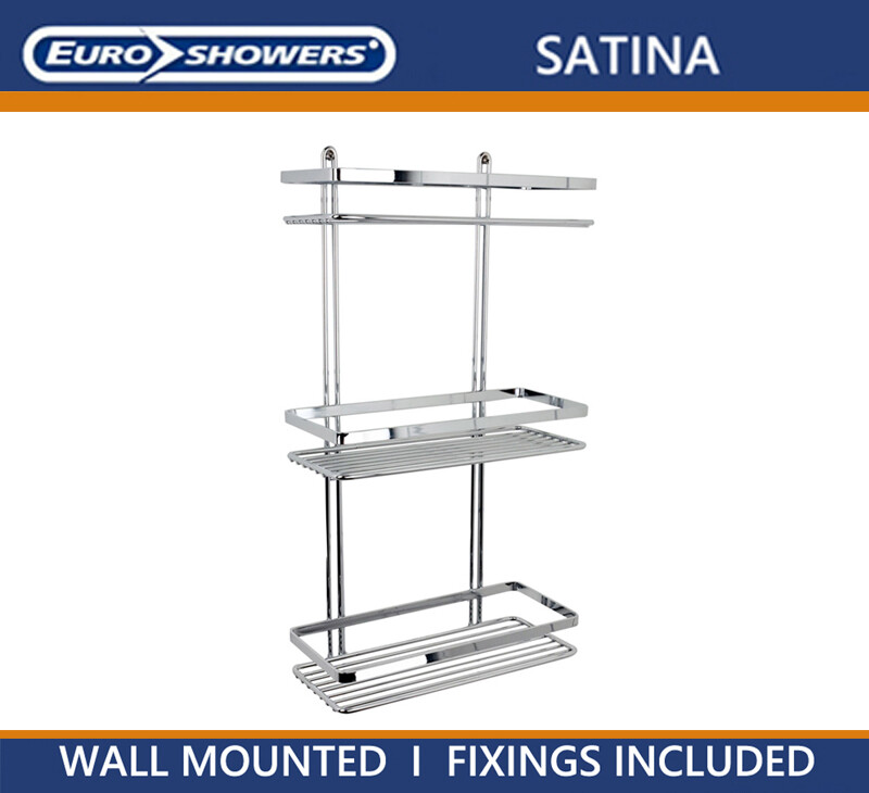 SATINA SHOWER CADDY BATHROOM SHELF BASKET TIDY RANGE HANGING RECTANGLE
