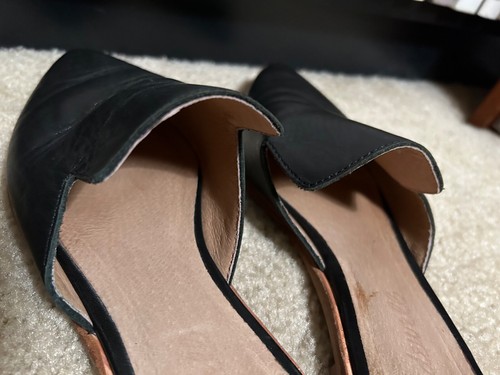 Madewell The Gemma Mule Womens 7.5 Black Leather Slip On Flats Shoes - Picture 8 of 13