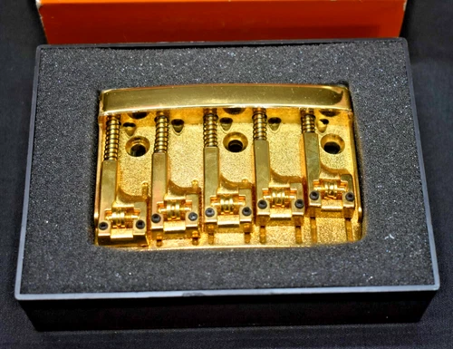 New Old Stock - Schaller #469 - Bass Bridge w/ Roller Saddles - Gold - 5 String
