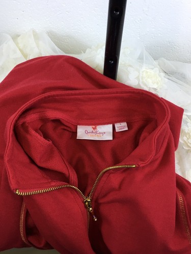 Quacker Factory Women's Bling Full Zip Vest Red with Gold Stitch and Zipper - Picture 10 of 13
