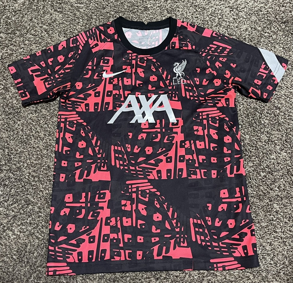 Mens Nike Liverpool Pre Match Soccer Jersey Black Red/ Pink